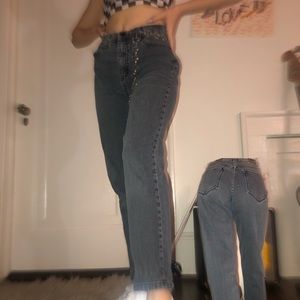 Dark blue/ black 
mom high-rise
Size 26” (small)